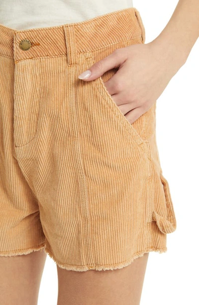 Rip Curl Pacific Dreams Frayed Corduroy Shorts In Brown