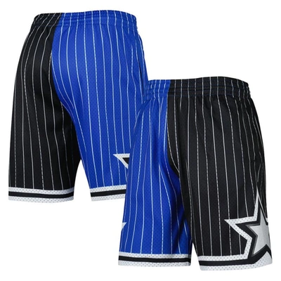 Mitchell & Ness Men's  Blue, Black Orlando Magic Big And Tall Hardwood Classics Split Swingman Shorts In Blue