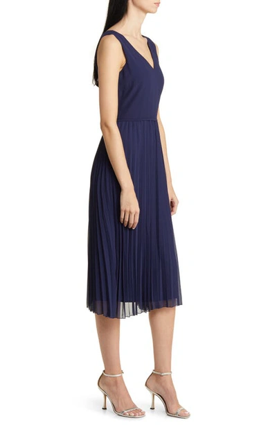 Sam Edelman Pleated Skirt Sleeveless Dress In Navy