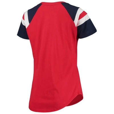 Shop Starter Red/navy Washington Nationals Game On Notch Neck Raglan T-shirt