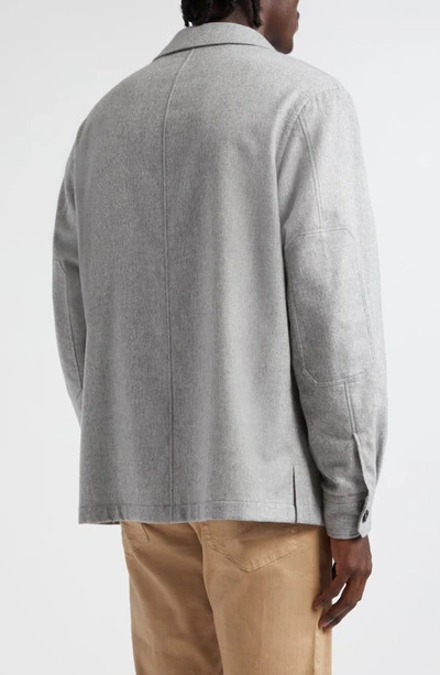 Zegna Beige Linen And Virgin Wool Alba Overshirt In Light Grey