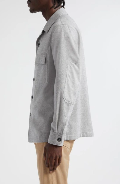 Zegna Beige Linen And Virgin Wool Alba Overshirt In Light Grey
