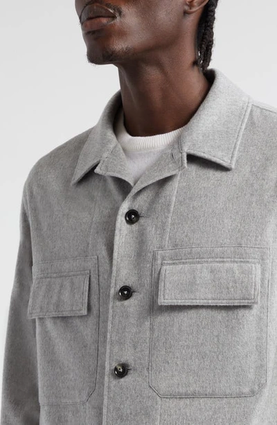 Zegna Beige Linen And Virgin Wool Alba Overshirt In Light Grey