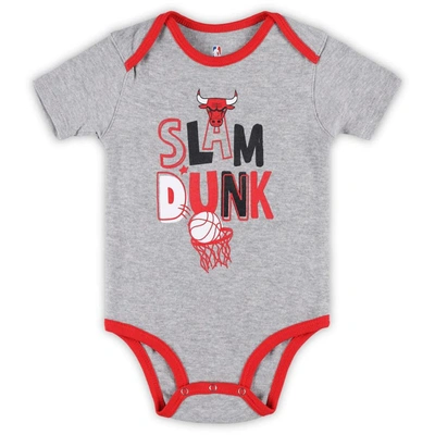Shop Outerstuff Infant Red/black/gray Chicago Bulls Slam Dunk 3-piece Bodysuit Set