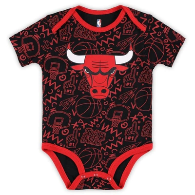 Shop Outerstuff Infant Red/black/gray Chicago Bulls Slam Dunk 3-piece Bodysuit Set