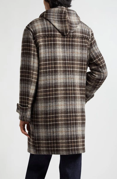 Shop De Bonne Facture X Gloverall Wool Duffle Coat In Undyed Shepherds Check