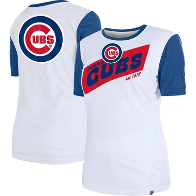 Shop New Era White Chicago Cubs Colorblock T-shirt