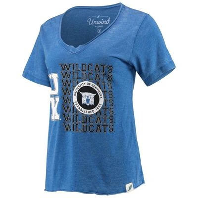 Shop League Collegiate Wear Heathered Royal Kentucky Wildcats Burnout Loose Fit V-neck T-shirt In Heather Royal