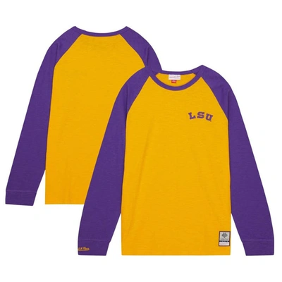Shop Mitchell & Ness Gold Lsu Tigers Legendary Slub Raglan Long Sleeve T-shirt