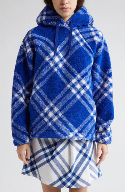 Shop Burberry Check Fleece Hoodie In Knight Ip Check