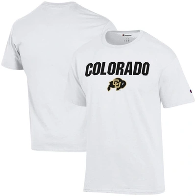 Shop Champion White Colorado Buffaloes Straight Over Logo T-shirt