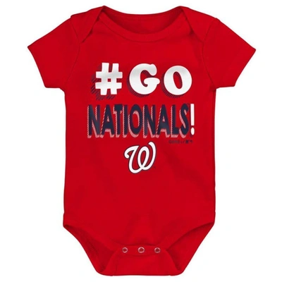 Outerstuff Unisex Infant Red And Navy And Gray Washington Nationals Born To Win 3-pack Bodysuit Set In Red