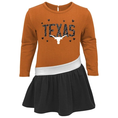 Shop Outerstuff Toddler Texas Orange Texas Longhorns Heart To Heart French Terry Dress In Burnt Orange