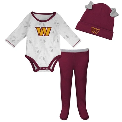 Shop Outerstuff Newborn & Infant White/burgundy Washington Commanders Dream Team Bodysuit Pants & Hat Set