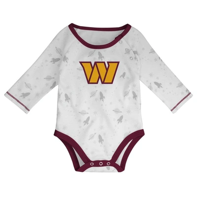 Shop Outerstuff Newborn & Infant White/burgundy Washington Commanders Dream Team Bodysuit Pants & Hat Set