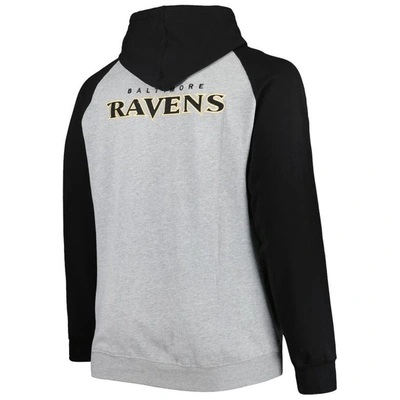Shop Profile Heather Gray Baltimore Ravens Big & Tall Fleece Raglan Full-zip Hoodie Jacket
