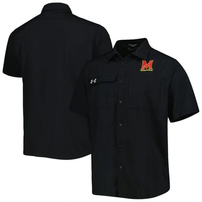 Shop Under Armour Black Maryland Terrapins Motivate Button-up Shirt