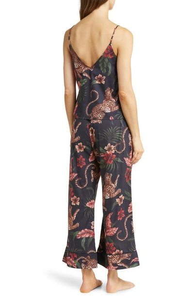Shop Desmond & Dempsey Cheetah Floral Cotton Cami Pajamas In Soleia Navy