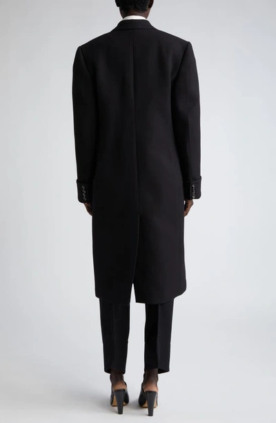 Shop Bottega Veneta Structured Double Breasted Coat In Black