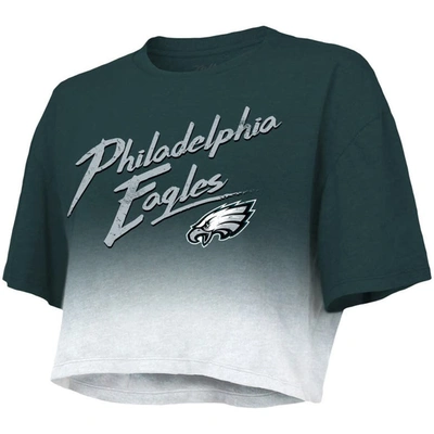 Shop Majestic Threads Jalen Hurts Green/white Philadelphia Eagles Dip-dye Player Name & Number Crop Top