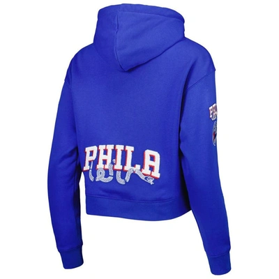 Shop Pro Standard Royal Philadelphia 76ers Classic Fleece Cropped Pullover Hoodie