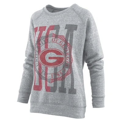 Shop Pressbox Heather Gray Georgia Bulldogs Knobi Raglan Pullover Sweatshirt