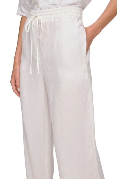 Shop Dkny Drawstring Crop Linen Pants In White
