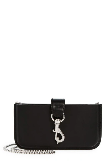 Shop Rebecca Minkoff Crystal Embellished Dog Clip Crossbody Phone Bag In Black
