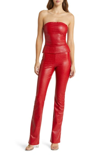 Shop Naked Wardrobe The Crocodile Collection Croc Embossed Faux Leather Tube Top In Red