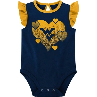 Shop Outerstuff Girls Newborn & Infant Navy/gold West Virginia Mountaineers Spread The Love 2-pack Bodysuit Set
