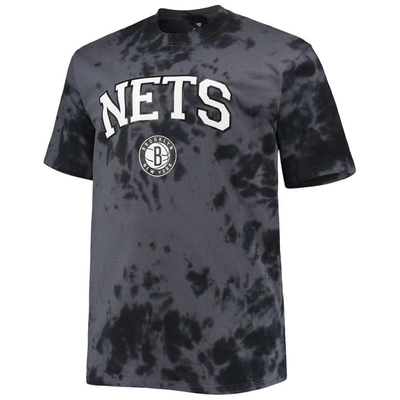 Shop Profile Black Brooklyn Nets Big & Tall Marble Dye Tonal Performance T-shirt