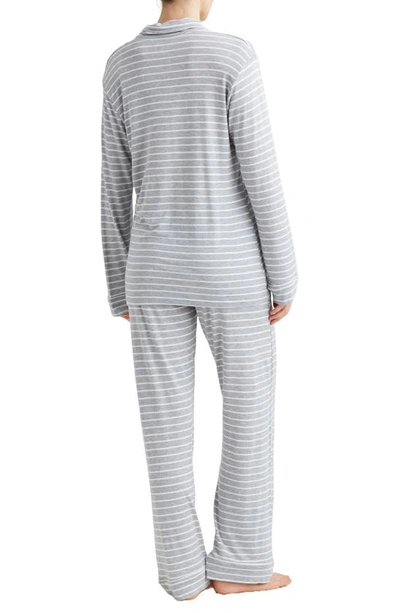 Shop Papinelle Kate Jersey Pajamas In Grey/ White