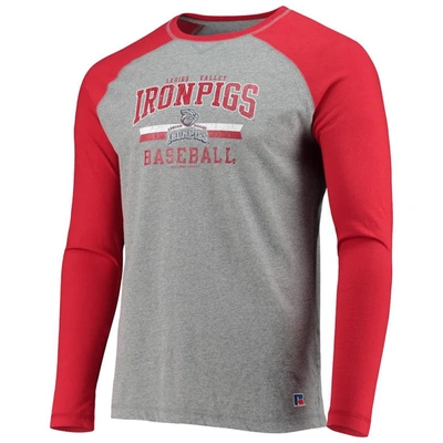 Shop Boxercraft Red/heathered Gray Lehigh Valley Ironpigs Long Sleeve Baseball T-shirt