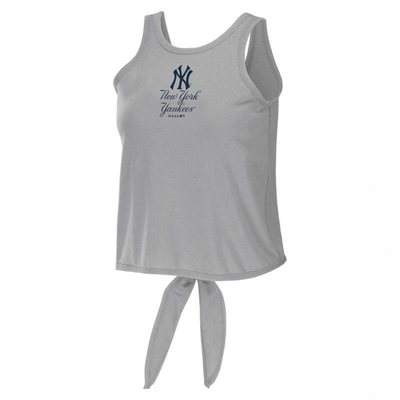 Shop Wear By Erin Andrews Gray New York Yankees Open Back Twist Tie Tank Top