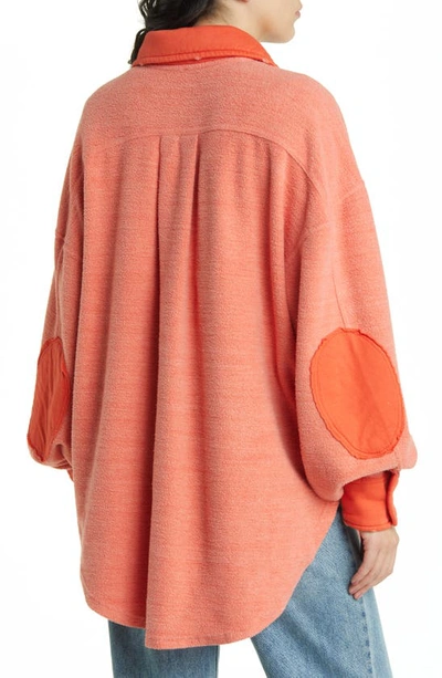 Free People We The Free Ruby Fleece Shirt Jacket In Scarlet Ibis