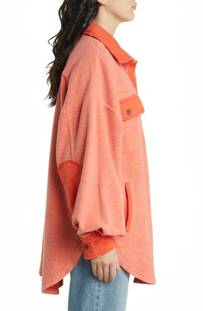 Free People We The Free Ruby Fleece Shirt Jacket In Scarlet Ibis
