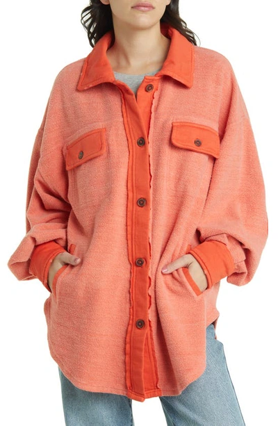 Free People We The Free Ruby Fleece Shirt Jacket In Scarlet Ibis