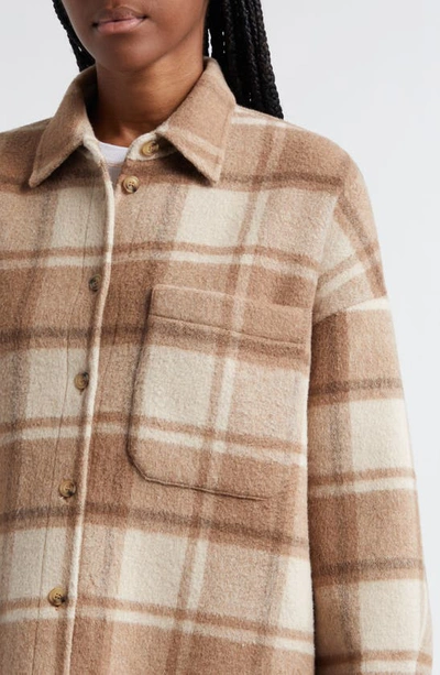 Shop Atm Anthony Thomas Melillo Plaid Flannel Shirt Jacket In Natural Be