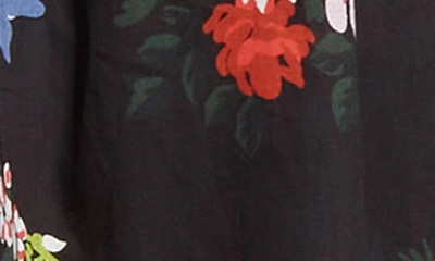 Shop Adam Lippes Floral Print Bustier Bodice Cotton Voile Maxi Dress In Black Floral