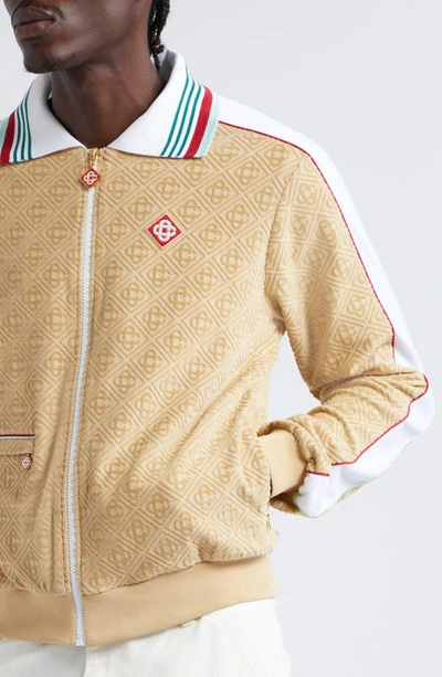 Shop Casablanca Monogram Jacquard Velour Jacket In Taupe