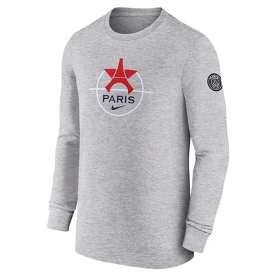 Shop Nike Heather Gray Paris Saint-germain Knockout Long Sleeve T-shirt