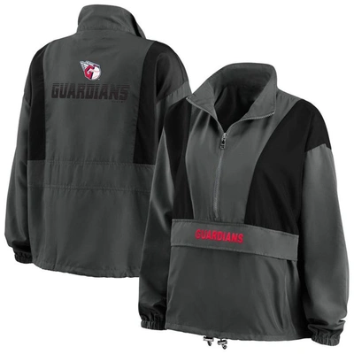 Shop Wear By Erin Andrews Charcoal Cleveland Guardians Packable Half-zip Jacket