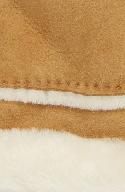 Shop Ugg Seamed Touchscreen Compatible Genuine Shearling Gloves In Chestnut