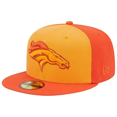 Shop New Era Orange Denver Broncos Tri-tone 59fifty Fitted Hat