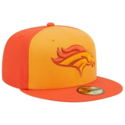 Shop New Era Orange Denver Broncos Tri-tone 59fifty Fitted Hat