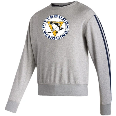 Shop Adidas Originals Adidas Heathered Gray Pittsburgh Penguins Team Classics Vintage Pullover Sweatshirt In Heather Gray