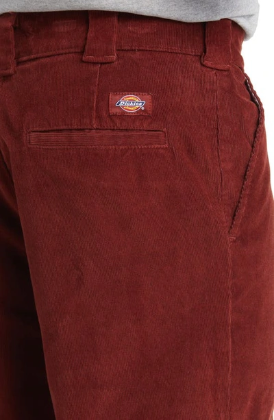 Shop Dickies Flat Front Corduroy Pants In Fired Brick