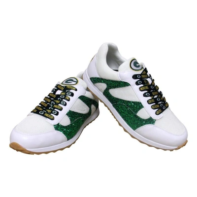 Shop Cuce White Green Bay Packers Glitter Sneakers