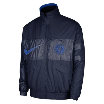 Shop Nike Navy Dallas Mavericks Courtside Versus Capsule Full-zip Jacket