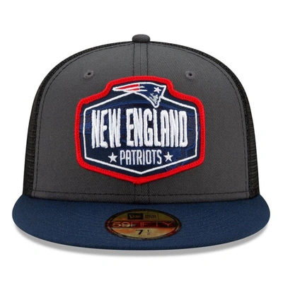 Shop New Era Graphite/navy New England Patriots 2021 Nfl Draft On-stage 59fifty Fitted Hat